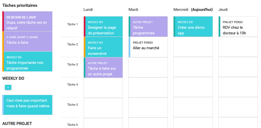 Le calendrier de Weekly Do